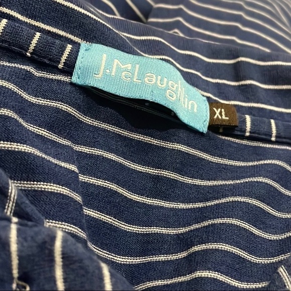 J. McLaughlin Polo Shirt Men’s Size XL Blue White Stripes - Picture 6 of 9